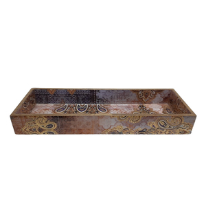 Bandeja de madera de diseño impreso para servir en forma de rectángulo para el hogar y los hoteles Bandejas de mesa para servir alimentos hechas a mano - Product Image 2