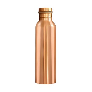 Artistique Zig Zag Ligne Cuivre Bouteille Élégant Élégant Bouteille D'eau Parfait pour L'hydratation Voyage Yoga Bureau Gym De L'Inde - Product Image 2