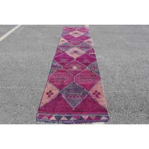 Kilim 3 X 11.5ft tapis en laine à tissage plat Patchwork motif tapis turc pour salon couloir forme rectangulaire pile en peluche - Product Image 1