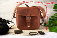 Sac de Voyage Rétro Classique Premium pour Appareil Photo Numérique, en Cuir Véritable Durable, Luxe, Portable, avec Sangle Réglable et Multiples Fermetures Éclair