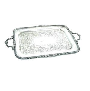 Asas de metal para servir, bandeja, vajilla, decoración de comedor para el hogar, forma rectangular para comida, frutas y ensaladas, acabado artesanal - Product Image 6
