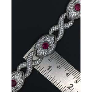 SHREYA DIAM Luxury 925 Sterling Silver Rose Gold Plated Hip Hop Jewelry VVS1 Moissanite Iced Link <b>Bracelet</b> <b>Ruby</b> 16mm Wide Unisex - Product Image 5