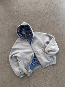 Printemps surdimensionné sweats à capuche réversibles hommes luxe Designer vêtements à capuche avec doublure à carreaux sweat Streetwear 2025 - Product Image 5