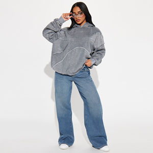 Nouveauté : Sweat-shirts à capuche pour femmes, coupe classique, lavage à l'acide, séchage rapide, faible MOQ, design personnalisé - Product Image 4