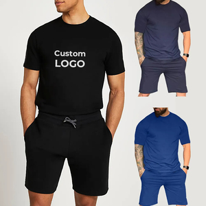 Conjunto de Dos Piezas de Camiseta y Pantalones Cortos de Algodón Casual de Alta Calidad para Hombre, con Diseño Bordado e Impresión de Logotipo Personalizado - Product Image 4