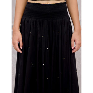 Bohemian Bow Collar <b>Top</b> <b>and</b> <b>Skirt</b> Set-Woven Cotton Blend Summer Autumn Casual - Product Image 6
