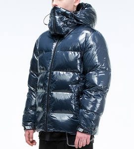 ODM Custom Printed Casual Men's <b>Padded</b> Bubble Puffer Jacket Zipper Closure Hooded Warm Winter Plus Size Waterproof Cotton - Product Image 2