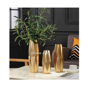 <b>Set</b> Of 2 Trending Design <b>Vase</b> Superior Quality Different Sizes Gold Color Decorative <b>Vases</b> From Manufacture In India - Product Image 4