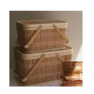 Kotak Dekorasi Bambu untuk Hadiah Permen, Kotak Kayu Bambu Bulat Tirai Bambu