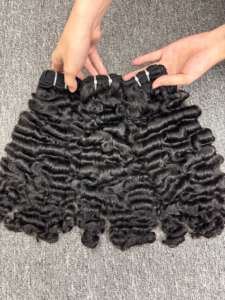 Luxury Burmese <b>Curly</b> Double Drawn Virgin Vietnamese Machine Double Weft Natural Beauty Remy Permed Hair Human Hair <b>Extensions</b> - Product Image 2