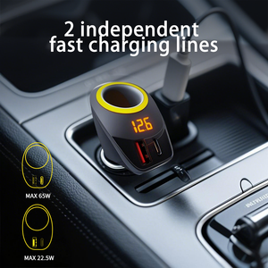 <span class=keywords><strong>Cargador</strong></span> <span class=keywords><strong>de</strong></span> Coche con Cable Retráctil y Pantalla LED, Superrápido <span class=keywords><strong>de</strong></span> 65W PD3.0 y 22.5W QC3.0, con SCP para Android, Funciones 4 en 1 OTP OVP - Product Image 3