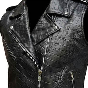 Causal sans manches moto en cuir gilet col en v fermeture éclair motard gilet hommes 2025 moto gilet - Product Image 5