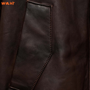 Blouson d'aviateur unisexe en cuir véritable marron vintage Vêtements d'extérieur d'hiver personnalisés avec chaud Zip Streetwear Manteau décontracté Motif solide - Product Image 3