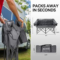 Sedia da campeggio doppia divanetto per 2 persone pesante oversize portatile pieghevole portabicchieri Grey adulti prato all'aperto uso spiaggia