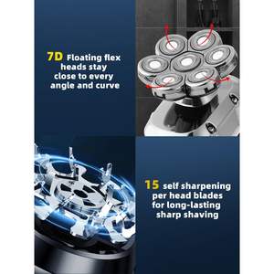 Rasoir électrique à longue autonomie pour hommes chauves, rotatif, utilisation humide/sèche, kit de toilettage étanche IPX7 pour le corps, avec têtes de rechange - Product Image 6