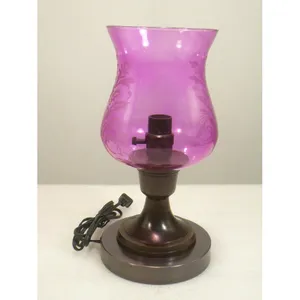 Stylish Table Lamp with Purple Decorated Glass Shade Best Selling Home Decorative Metal Table Lamp