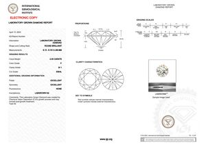 2 quilates CVD diamante F Color Si1 claridad excelente corte forma redonda diamante laboratorio cultivado alta calidad Blanco CVD diamantes sueltos OEM - Product Image 2