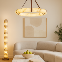 Lampadaire LED moderne en albâtre de luxe fabriqué à la main en pierre naturelle hauteur réglable sur pied salon hôtel villa décor personnalisé