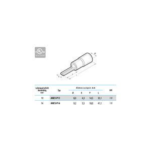 Cembre Terminal de cable pin aislado de nailon 10mm² - Product Image 1
