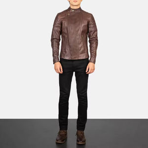 Veste en cuir véritable pour homme légère et enduite, à la mode en 2025, avec broderie personnalisée sur le devant, col montant, veste d'hiver - Product Image 6