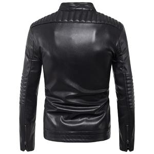 High Quality Men's Biker Pull Style Leather Jacket New Trend with Wool <b>Down</b> Canvas Fabric Embroidery Fur Pocket Decoration - Product Image 5