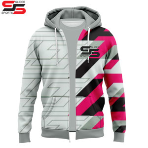 Sudadera con capucha y cremallera de alta calidad con estampado 3D para hombre, logotipo personalizado, moda de gran tamaño, prendas de vestir, ropa de calle con cremallera por sublimación, venta al por mayor - Product Image 4