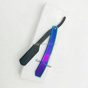 Rasoir droit classique et durable pour barbier, rasoir de sécurité pour le rasage de la nuque, design arc-en-ciel, en acier inoxydable, lame unique, sûr pour les aisselles - Product Image 4