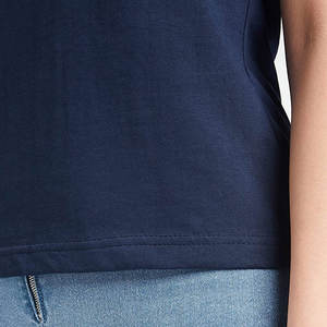 Camiseta de manga corta azul marino para mujer, camiseta de moda personalizada de alta calidad de algodón 100% para invierno - Product Image 6