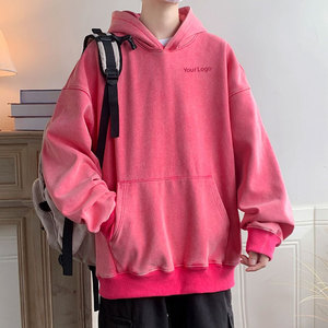 Vente directe d'usine, sweats à capuche délavés à l'acide, 100% coton, respirants et confortables pour l'hiver, logo personnalisé, couleur unie - Product Image 3