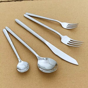 Designer Handle Silver Finished Cutlery Set Modern Flatware Ideal for Home Restaurants Hotels and <b>Tabletop</b> Use From India - Product Image 5