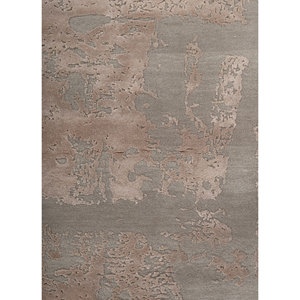 Tapis Kavi gris et noir en laine et soie de bambou noués à la main - Esk-431 - Tapis de cuisine élégants avec erreur de projet - Product Image 3