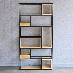 Estante Decorativo de Estilo Industrial con Marco de Hierro Rústico, 100x30x200cm, Hecho de Madera de Melamina para Hogar, Oficina, Sala de Estar - KS68141 - Product Image 6