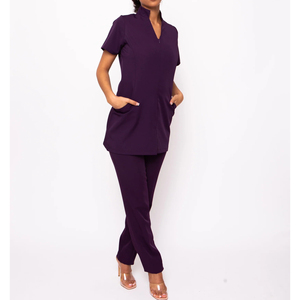 Túnica personalizada de poliéster y LICRA con cremallera frontal, uniforme de salón para mujer, ropa de SPA, uniforme de belleza - Product Image 2