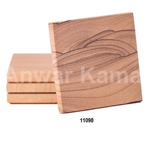 Juego de 6 posavasos de madera esmaltada pintada a mano - Product Image 5