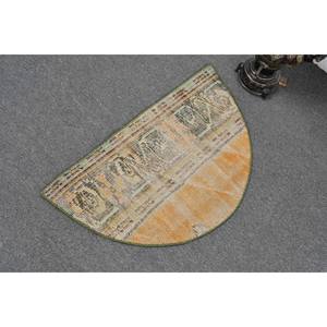 Tapis turc de grande surface classique Orange vert Patchwork Design Rectangle motif abstrait 2.5 X 1.5ft laine Latex pour vivre - Product Image 4