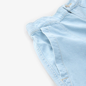 2025 nouveau été fille Shorts et pantalons Denim mi-taille Style droit coupe ample avec jean déchiré Design coréen utilisé femmes ensemble - Product Image 4