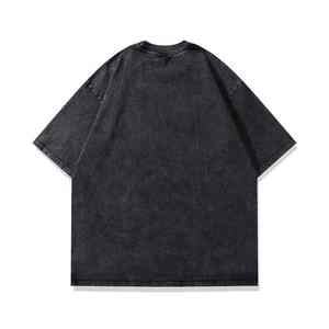 Camiseta de gran tamaño en blanco lavado ácido peso pesado desgastado Vintage camisetas para hombres - Product Image 4