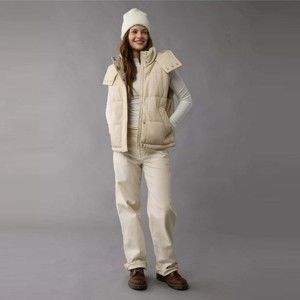 Chaleco Acolchado Neutral con Capucha para Mujer, Cómodo y de Algodón |   Chaqueta sin Mangas a la Moda para Uso en Exteriores - Product Image 1