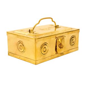 Juego de Dibbi de Sindoor Moderno Grabado en Latón Hecho a Mano, Caja Redonda Mixta para Kumkum, Diseño de Lujo Más Vendido, Acabado Dorado - Product Image 3