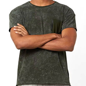 Camisetas lavadas con ácido informales para hombres de alta calidad Diseño de manga corta personalizado con el último estilo de color sólido - Product Image 1