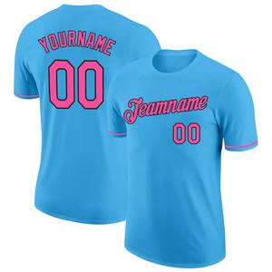 Venta al por mayor Direct shirts Engro Ropa deportiva Industria Custom Sky Blue Pink-Black Performance T-Shirt - Product Image 1