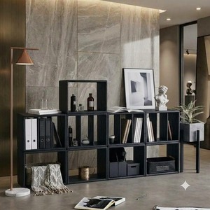 Ensemble de 10 boîtes de rangement modulaires modernes en bois d'acacia, empilables, étanches et écologiques pour salon et maison - Product Image 4
