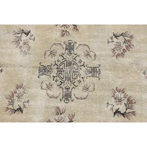 Tapis vintage 3,9x7,1 pieds, tapis turc, tapis uni marron beige - Product Image 4