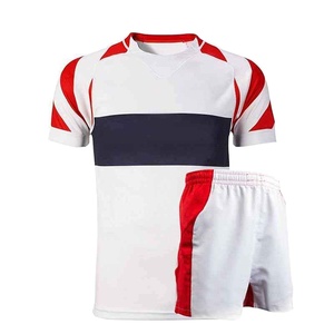 ชุดเสื้อเจอร์ซีย์และกางเกงขาสั้นผ้าเนื้อนุ่มระบายอากาศได้ดี สวมใส่สบาย ยืดหยุ่น คล่องตัว เหมาะสำหรับชุดยูนิฟอร์มรักบี้ระดับมืออาชีพ - Product Image 1