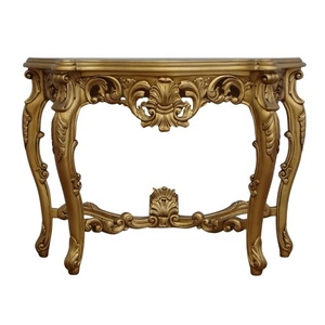 Table console de couloir dorée, table console de salon antique sculptée pour la décoration intérieure de meubles d'hôtel de style provincial français - Product Image 5