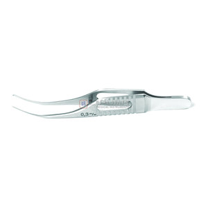 Pinzas Gill Iris de 0.3mm, Pinzas Gill Iris Curvas de 7.5cm con Dientes Verticales 1x2, Instrumentos Médicos Microquirúrgicos Oftálmicos - Product Image 1