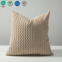 Housse de coussin décorative unie avec design plissé anti-rides à bulles 45x45cm pour la maison et l'hôtel
