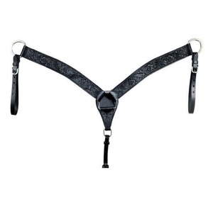 Venta caliente Premium Black Floral Tooling Western Horse Riding Headstall Breastplate Set Cuero tallado a mano Fabricante directo - Product Image 2