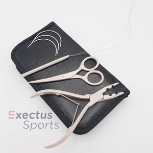 Peach Stainless Steel High Quality Hair Extension <b>Pliers</b> Tools Kit <b>Set</b> With Clips, Needle, Scissor and Tape in <b>plier</b> - Product Image 4