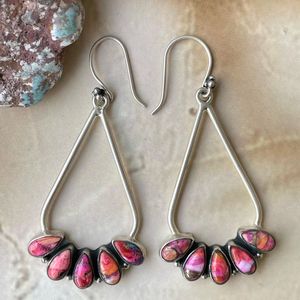 Handmade Sterling Silver Pink Dream Dangle Earrings Elegant Boho Jewelry - Product Image 3
